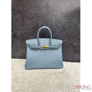 HERMES СУМКА BIRKIN 25, ФУРНИТУРА ЗОЛОТО, МАТОВЫЙ ФИНИШ, КОТОРЫЙ ДЕЛАЕТ ВИД СУМКИ БОЛЕЕ СТРОГИМ И КЛАССИЧЕСКИМ КОЖА КРОКОДИЛА ОБИТАВШЕГО В ВОДАХ РЕКИ НИЛ