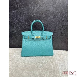 HERMES СУМКА BIRKIN 25, ФУРНИТУРА ЗОЛОТО, МАТОВЫЙ ФИНИШ, КОТОРЫЙ ДЕЛАЕТ ВИД СУМКИ БОЛЕЕ СТРОГИМ И КЛАССИЧЕСКИМ КОЖА КРОКОДИЛА ОБИТАВШЕГО В ВОДАХ РЕКИ НИЛ