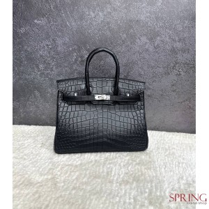 HERMES СУМКА BIRKIN 25, ФУРНИТУРА СЕРЕБРО, МАТОВЫЙ ФИНИШ, КОТОРЫЙ ДЕЛАЕТ ВИД СУМКИ БОЛЕЕ СТРОГИМ И КЛАССИЧЕСКИМ КОЖА КРОКОДИЛА ОБИТАВШЕГО В ВОДАХ РЕКИ НИЛ